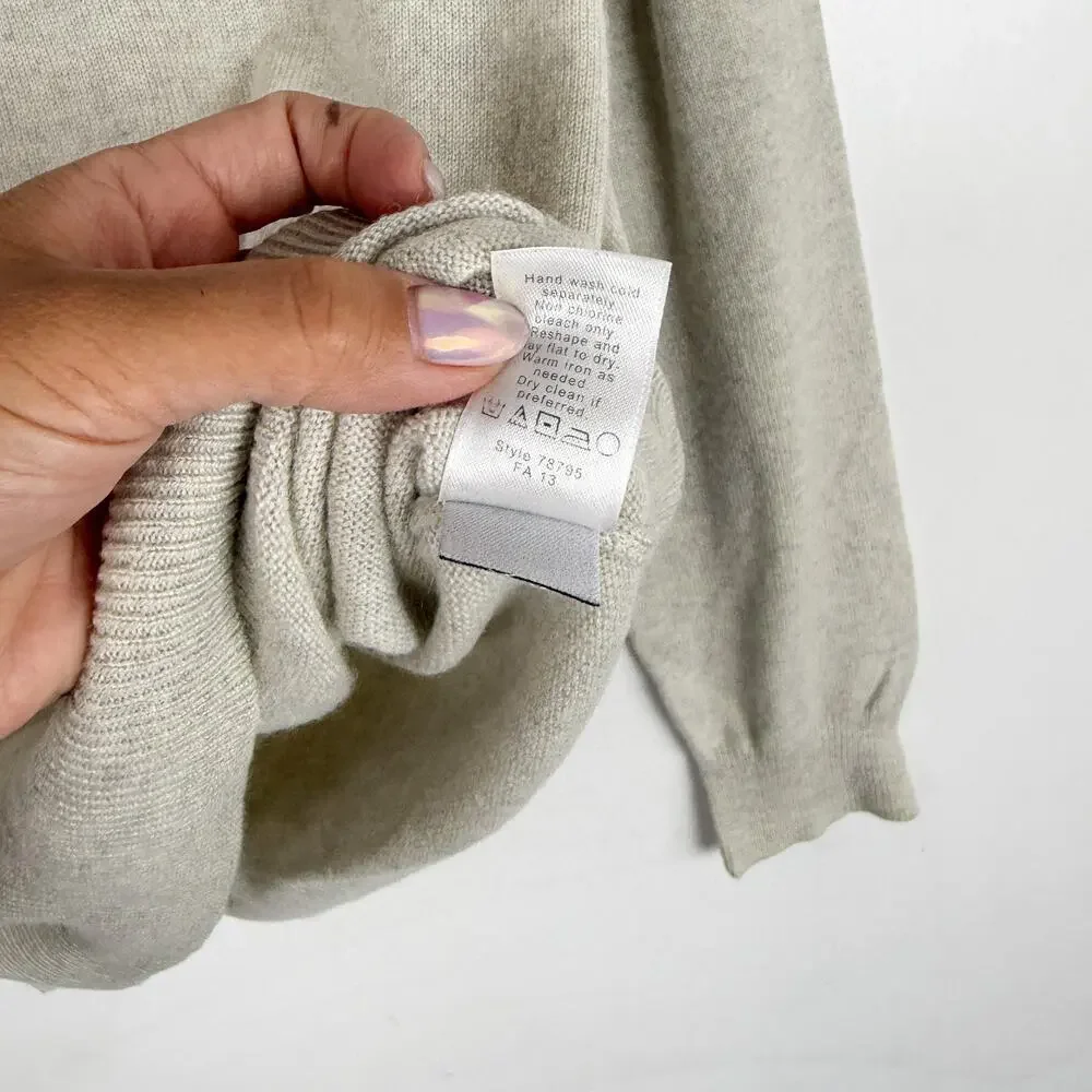 J.Crew Mens Italian Cashmere Crewneck Sweater Gray Cream - L